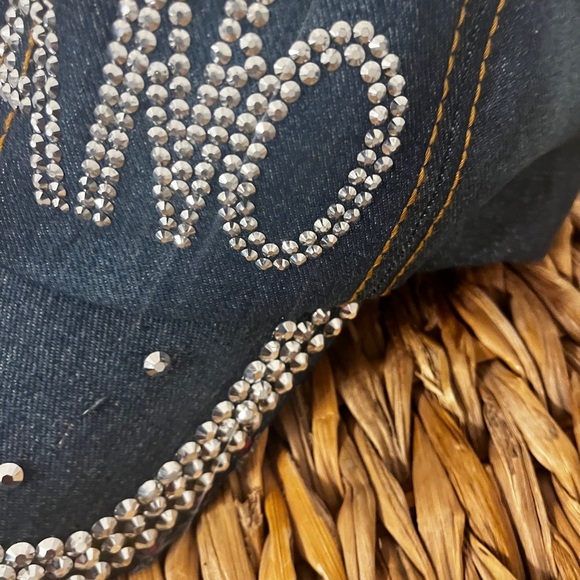 Stylish  Rhinestone studded blue jean Milano hat - Picture 6 of 10